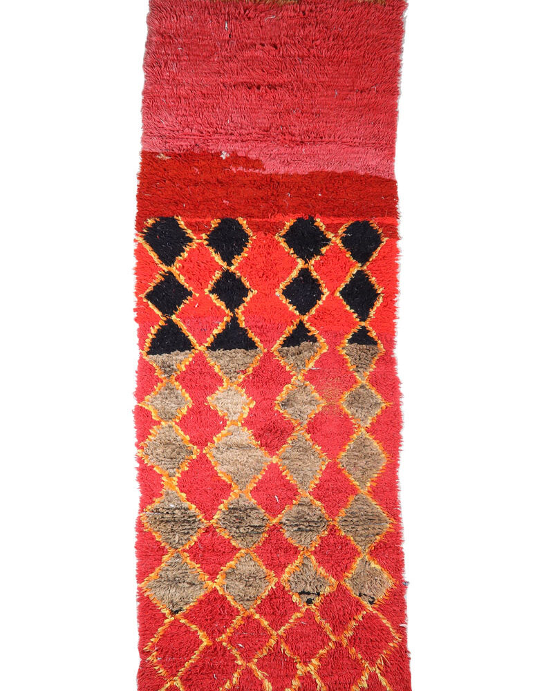 BJ-436 Vintage Tribal Wool Moroccan Area Rug 3'-7"x 10'-2"