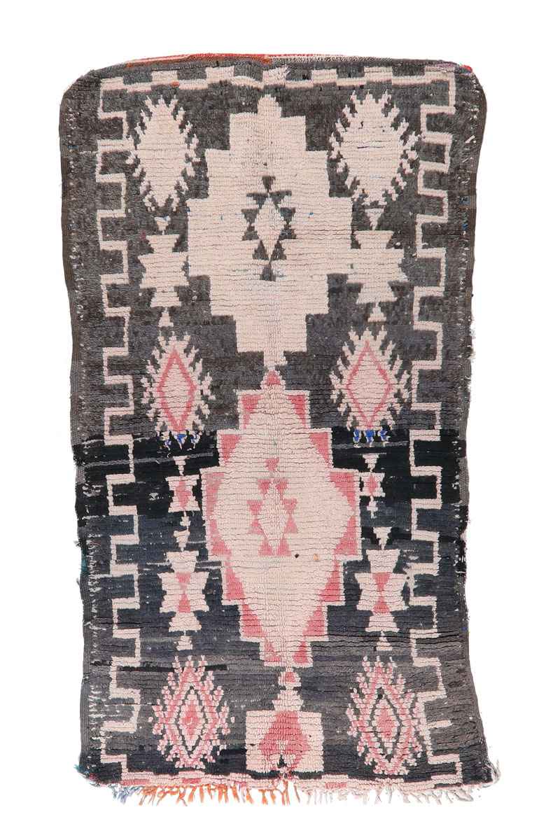 BJ-160 Vintage Boujad Berber Tribal Style Moroccan Area Rug  3'-9"x 6'-6"