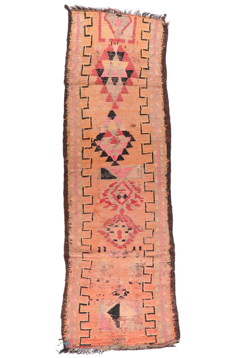 BJ-776 Classic Berber Vintage Wool Moroccan Area Rug 3'-8"x 10'-8"