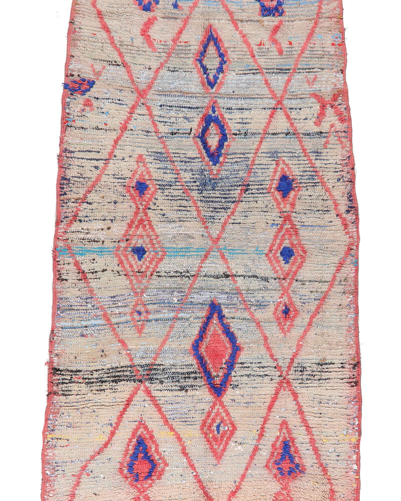 BJ-384 Pink Berber Carpet Vintage Moroccan Area Rug 3'-7"x 7'-11"