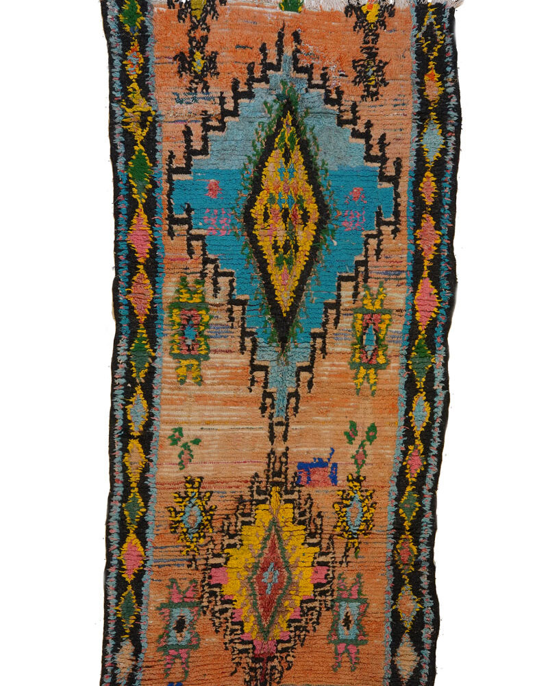 BJ-430 Tribal Style Wool Vintage Moroccan Area Rug 3'-10"x 7'-7"