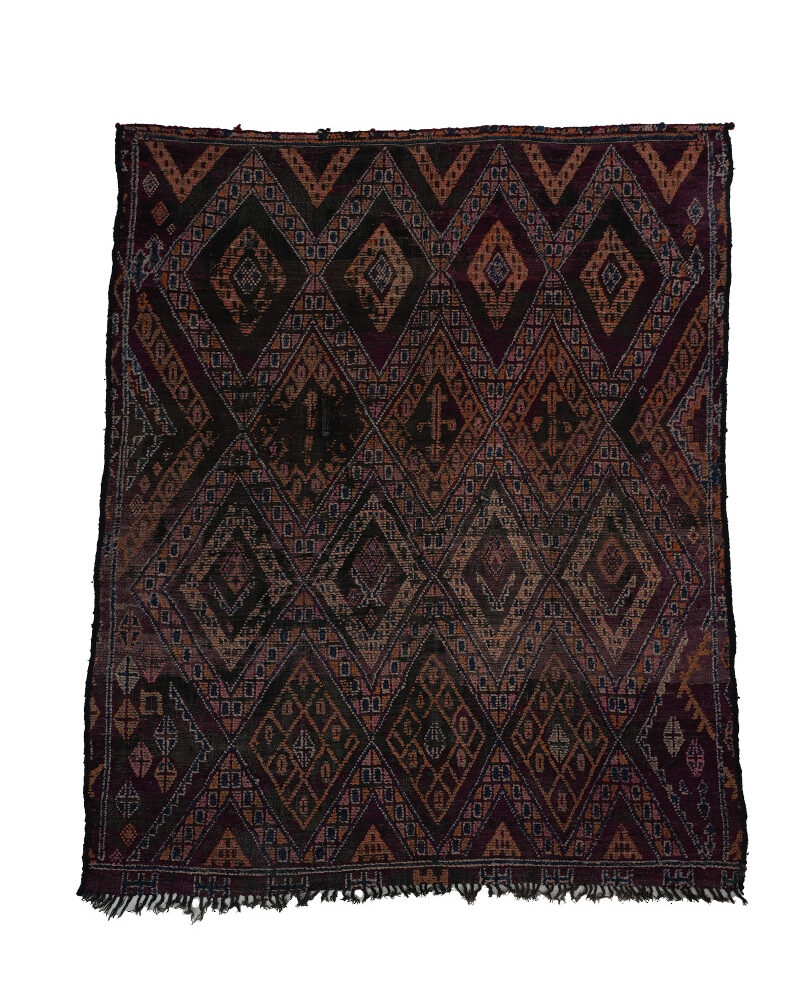 BM-2000 Vintage Mid Atlas Style Wool Tribal Moroccan Area Rug 6'-3"x 7'-6"