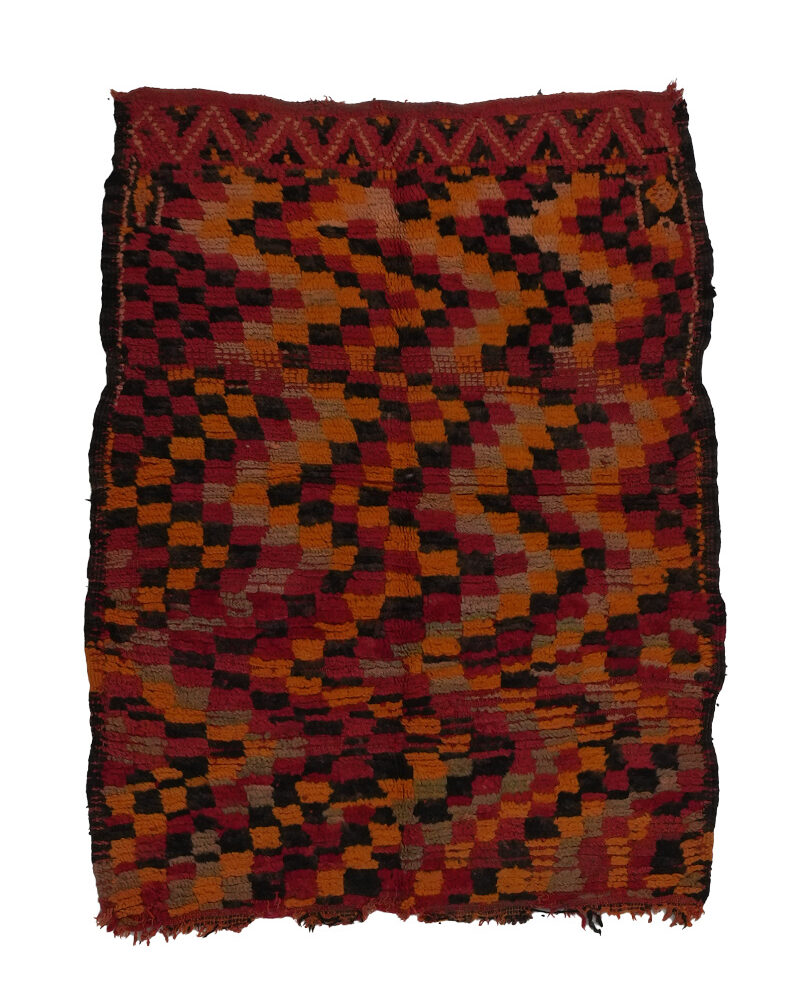 BM-2008 Vintage Mid Atlas Style Wool Tribal Moroccan Area Rug 3'-1"x 3'-10"