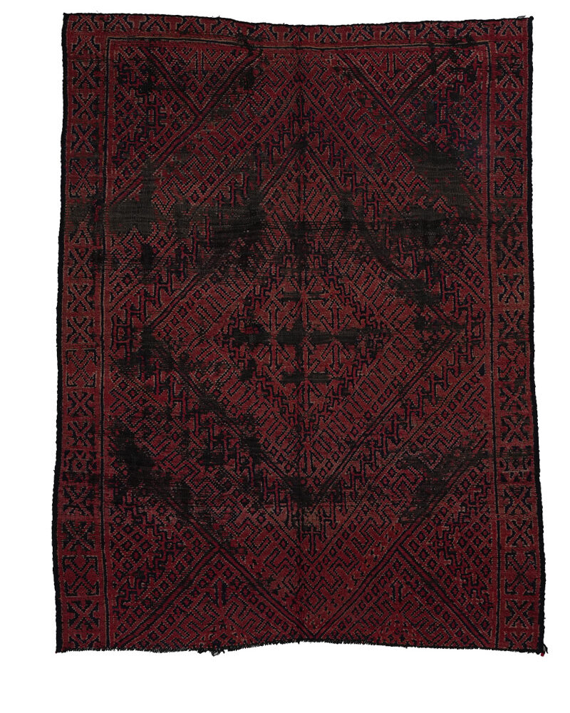 BM-2022 Vintage Mid Atlas Style Wool Tribal Moroccan Area Rug 5'-10"x 7'-5"