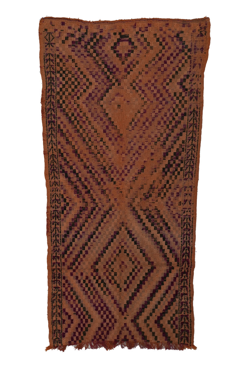 BM-1025 Vintage Mid Atlas Style Wool Tribal Moroccan Area Rug 4'-3"x 8'-4"