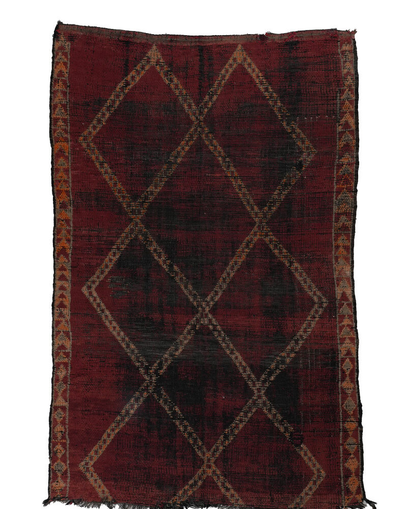 BM-2025 Vintage Mid Atlas Style Wool Tribal Moroccan Area Rug 5'-10"x 9'-2"