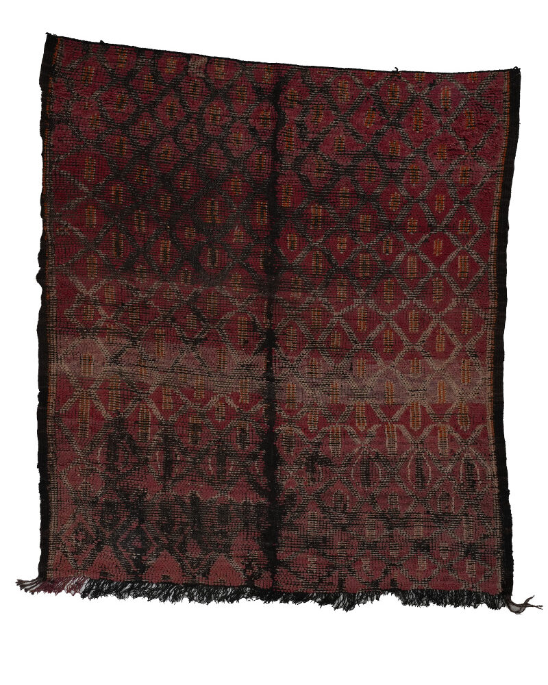 BM-2031 Vintage Mid Atlas Style Wool Tribal Moroccan Area Rug 6'-7"x 7'-4"
