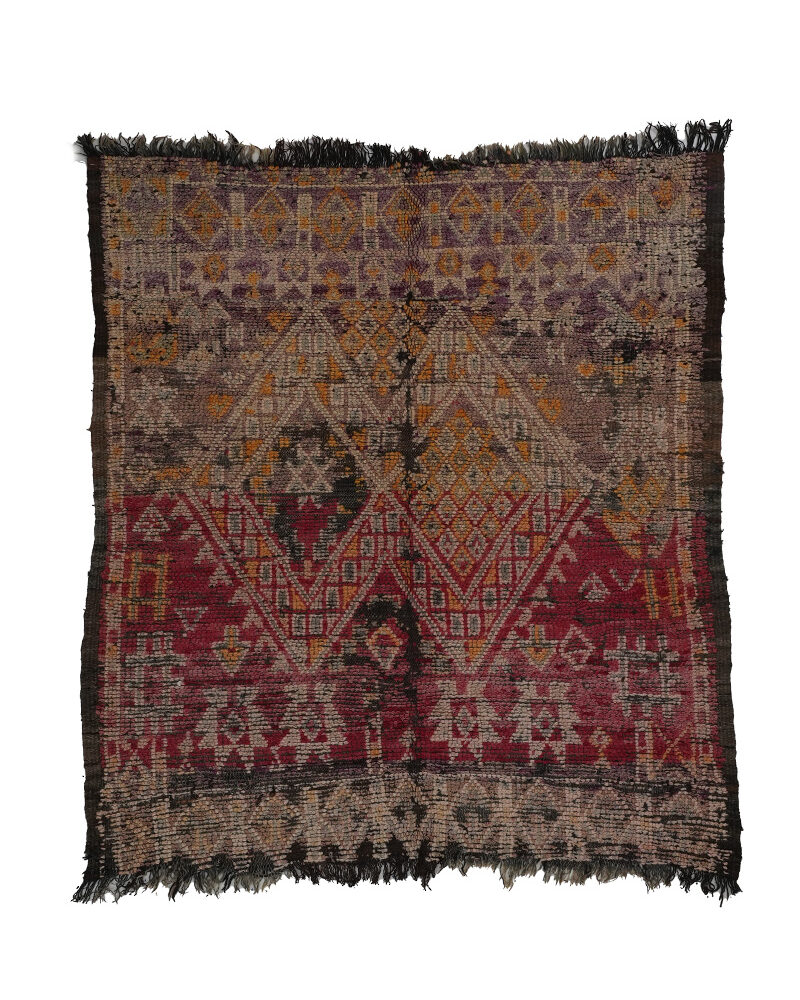 BM-2051 Vintage Mid Atlas Style Wool Tribal Moroccan Area Rug 5'-0"x 5'-9"