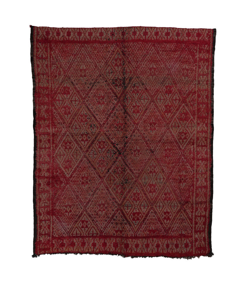BM-2057 Vintage Mid Atlas Style Wool Tribal Moroccan Area Rug 7'-0"x 9'-1"