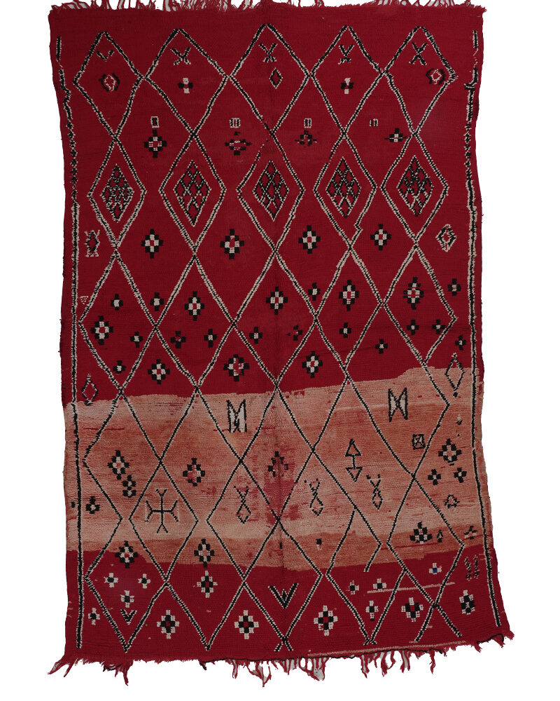 BM-2058 Vintage Mid Atlas Style Wool Tribal Moroccan Area Rug 5'-10"x 9'-3"