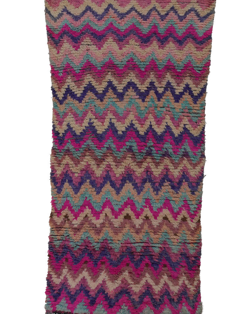 BJ-2280 Colorful Vintage Tribal style Wool Moroccan Area Rug 3'-10"x 7'-4"