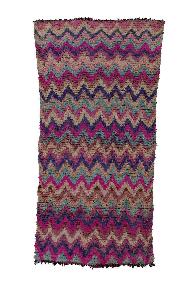 BJ-2280 Colorful Vintage Tribal style Wool Moroccan Area Rug 3'-10"x 7'-4"