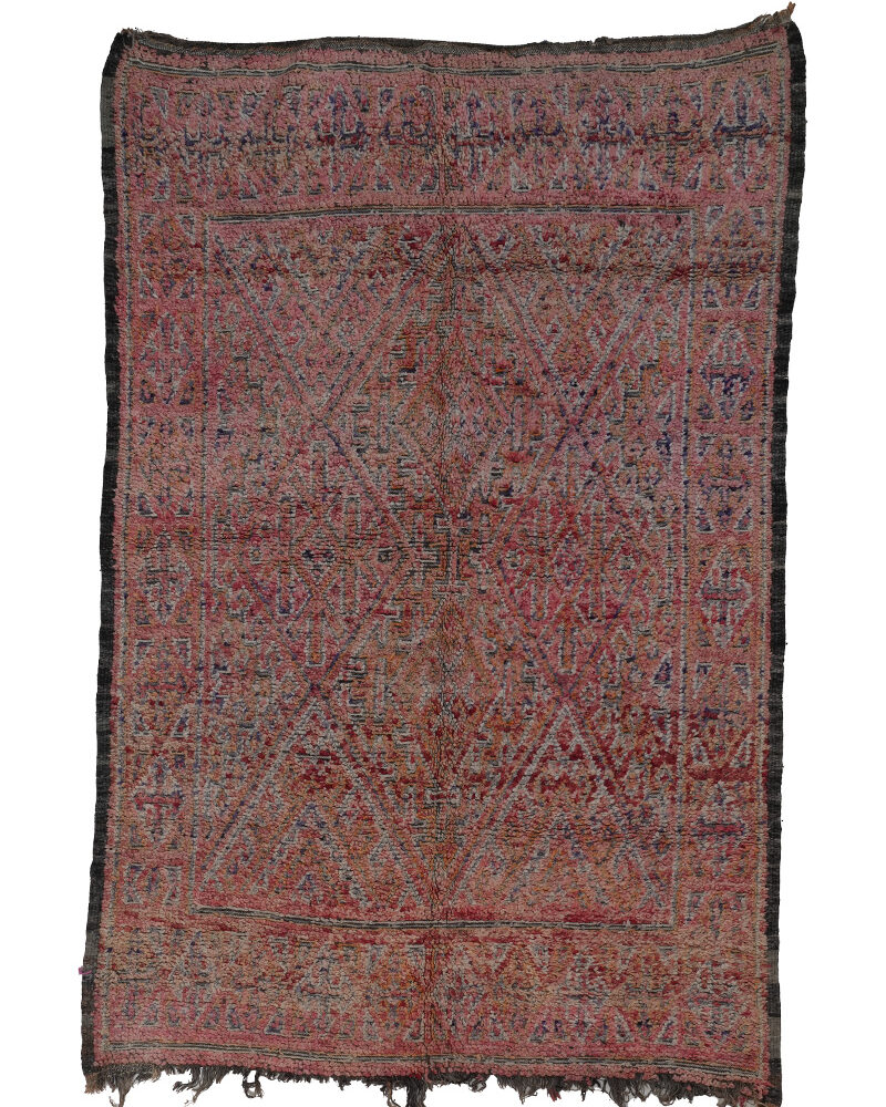 BM-2216 Vintage Mid Atlas Style Wool Tribal Moroccan Area Rug 6'-1"x 9'-5"