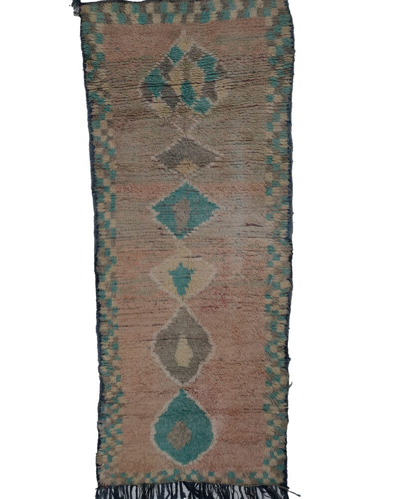 BJ-2170 Vintage Hallway Runner Handwoven Berber Moroccan 4'-0"x10'-0"