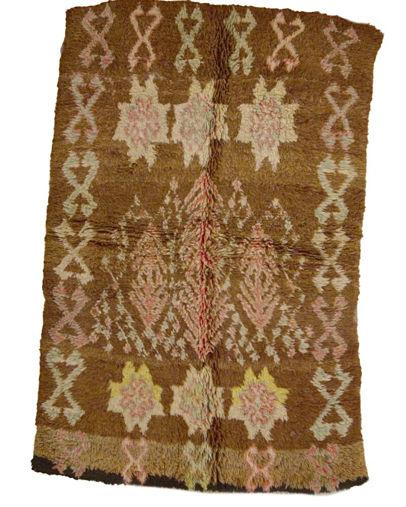 BJ-3001 Vintage Middle Atlas Wool Tribal Moroccan Area Rug 4'-4"x 6'-8"