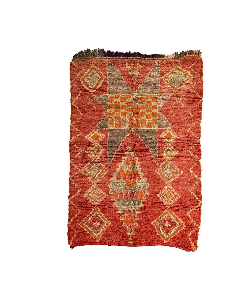 BJ-3008 Vintage Middle Atlas Wool Tribal Moroccan Area Rug 4'-7"x 6'-8"