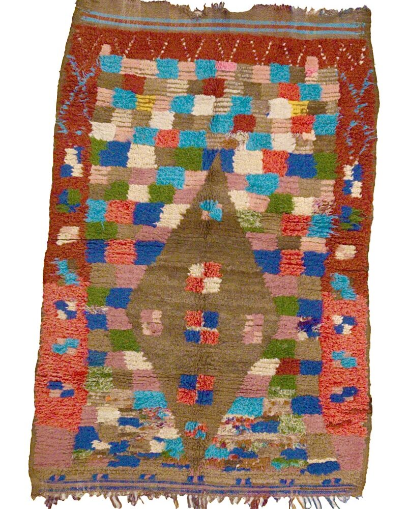 BJ-3032 Vintage Middle Atlas Wool Tribal Moroccan Area Rug 4'-0"x 6'-0"