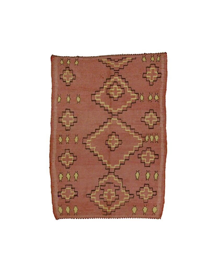 BJ-3053 Vintage Middle Atlas Wool Tribal Moroccan Area Rug 4'-4"x 6'-2"