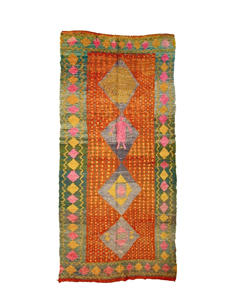 BJ-3055 Vintage Middle Atlas Wool Tribal Moroccan Area Rug 5'-10"x 12'-7"