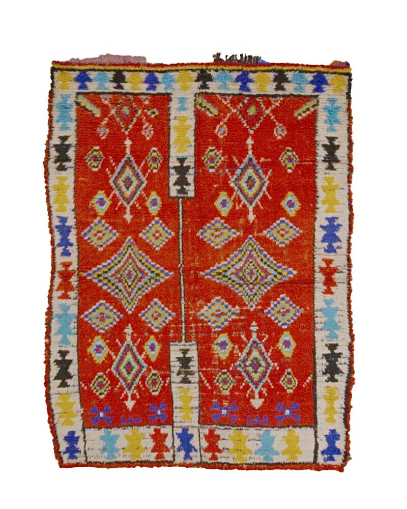 BJ-3059 Vintage Middle Atlas Wool Tribal Moroccan Area Rug 4'-4"x 6'-0"