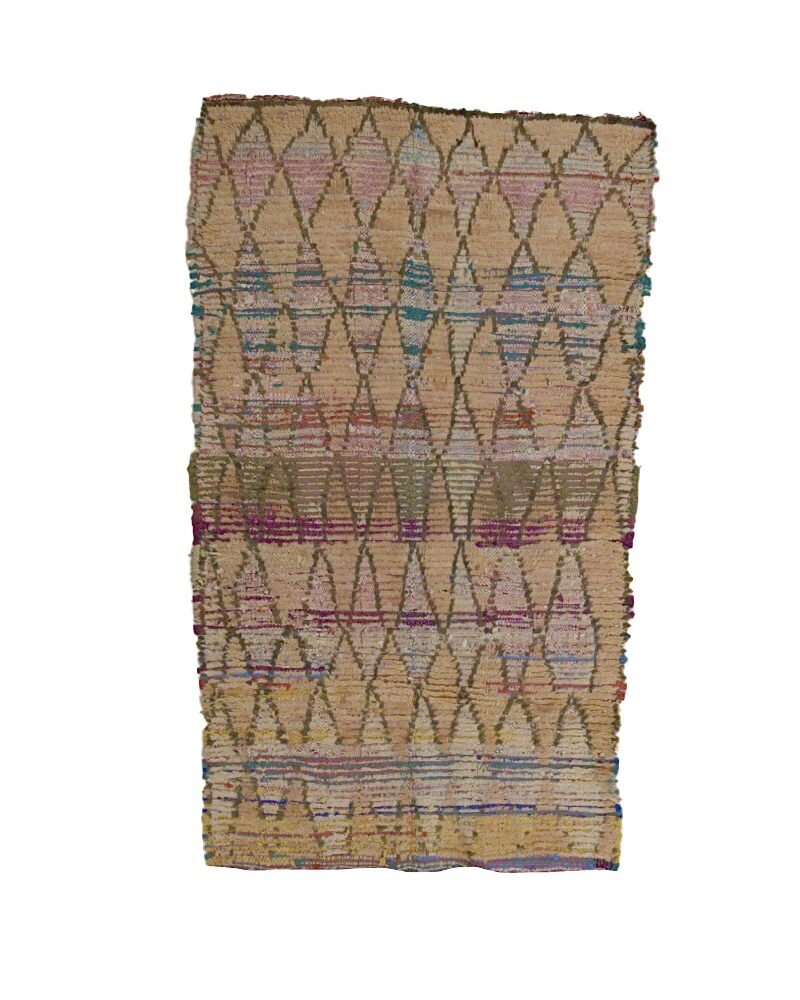 BJ-3173 Soft Wool Vintage Handwoven Moroccan Hallway Runner 4'-3"x7'-0"