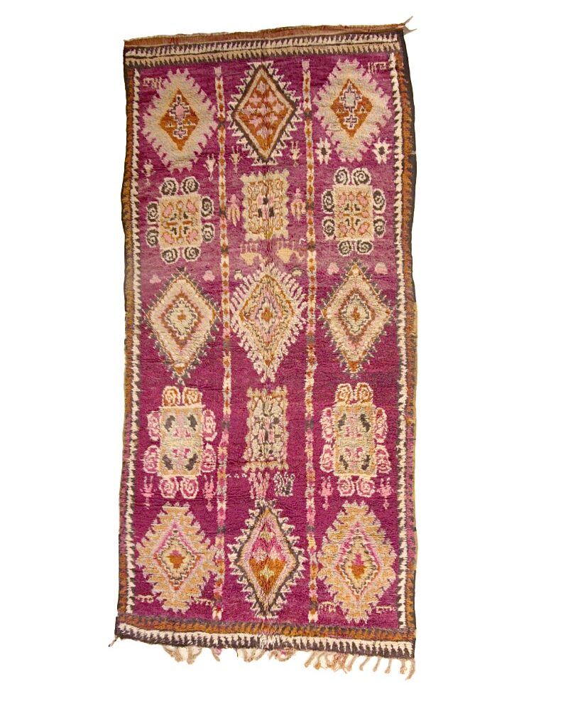 BJ-3185 Vintage Tribal Style Wool Berber Moroccan Rug 6'-1"x 13'-5"