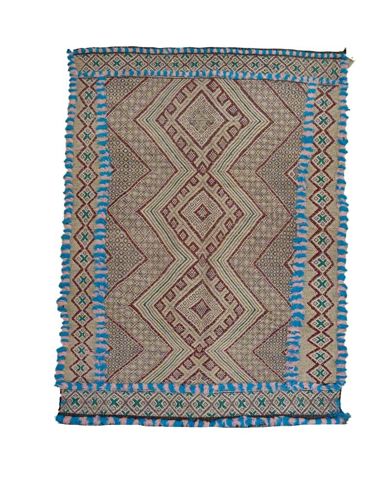 ZM-3030 Vintage Flat-Weave wool Atlas Wedding Moroccan Rug 5'-8"x 8'-0"