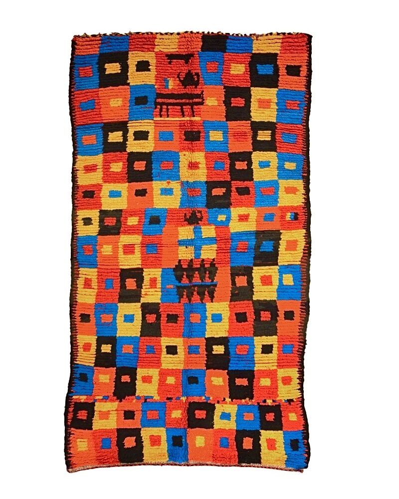 BJ-3154 Colorful Vintage Atlas coton Tribal Moroccan Area Rug 4'-8"x 8'-5"